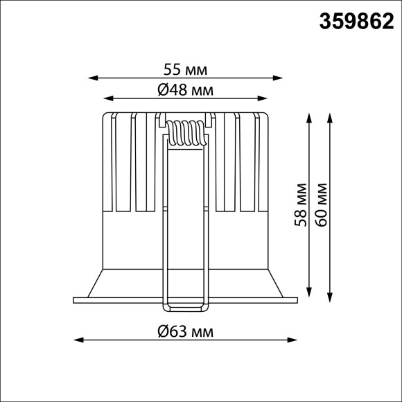 Novotech BRILLO 359862 Черный круглый встраиваемый светильник диаметром 63мм, с CCT переключателем цветовой температуры LED 7Вт 550Лм 40° CRI≥90 UGR≤16 3000-4000-6000К IP20 220V, коэффициент пульсации<1%