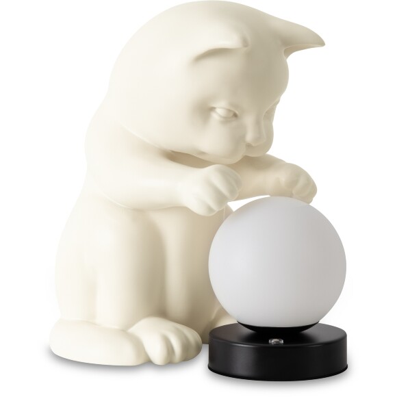 Freya Whisker FR5607TL-01W Настольный декоративный светодиодный светильник, настольная лампа кот с шаром, высота 27 см, LED 4Вт 3000K 300Лм 360° IP20 220В, сенсорный выключатель на основании