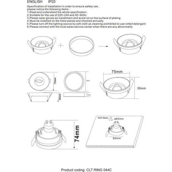 Декоративное кольцо внешнее Crystal Lux CLT RING 044C BL