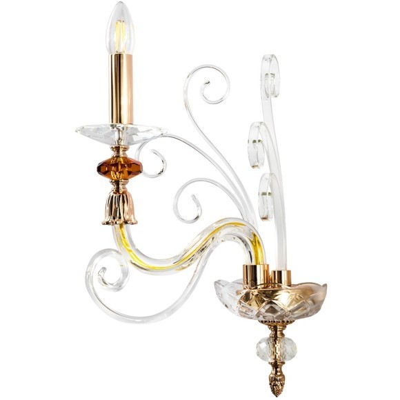Бра Crystal Lux CATARINA AP1 V2 GOLD/TRANSPARENT-COGNAC