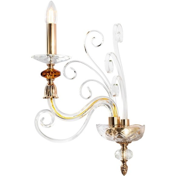 Бра Crystal Lux CATARINA AP1 V2 GOLD/TRANSPARENT-COGNAC