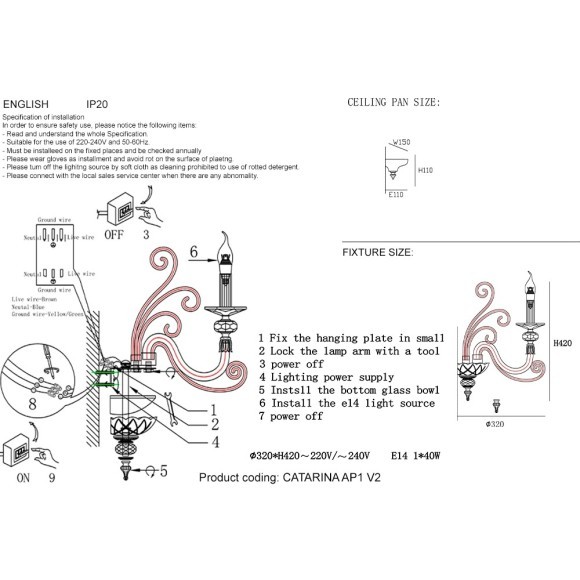 Бра Crystal Lux CATARINA AP1 V2 GOLD/TRANSPARENT-COGNAC