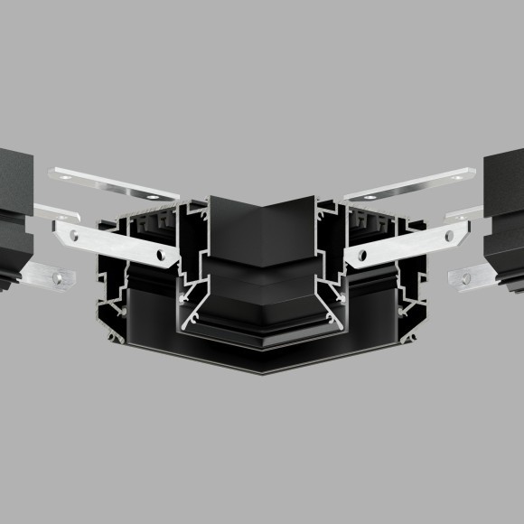 Соединитель угловой для шинопровода в гарпунных натяжной потолок Smart 220V Denkirs TR2026-BK