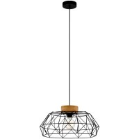 43364 Подвес PADSTOW, 1х60W(E27), Ø455, H1100, сталь, дерево, черный, натуральный