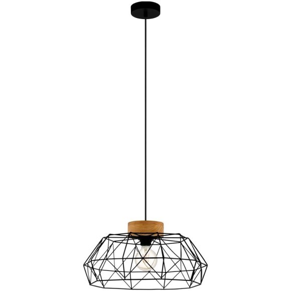 43364 Подвес PADSTOW, 1х60W(E27), Ø455, H1100, сталь, дерево, черный, натуральный