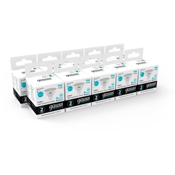 13529 Лампа Gauss LED Elementary MR16 GU5.3 9W 660lm 4100K 1/10/100