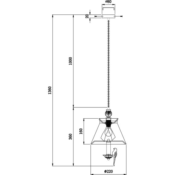 Подвесной светильник с 1 плафоном Maytoni ARM013-PL-01-W Bird под лампу 1xE14 40W