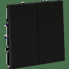 VLS020608 Выключатель с самовозвратом (звонковый) двухклавишный встраиваемый черного матового цвета 10А (2200 Ватт) VOLTUM S70 (черный матовый)