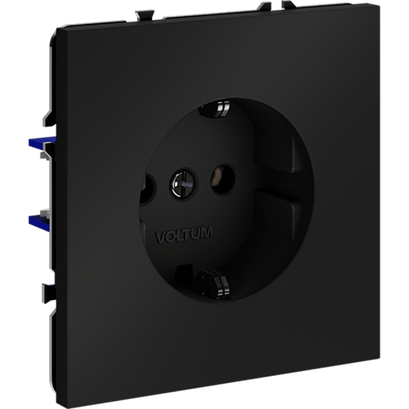 VLS040108 Розетка встраиваемая с заземлением максимальный ток 16 Ампер (3500 Ватт) черного матового цвета VOLTUM S70 (черный матовый)