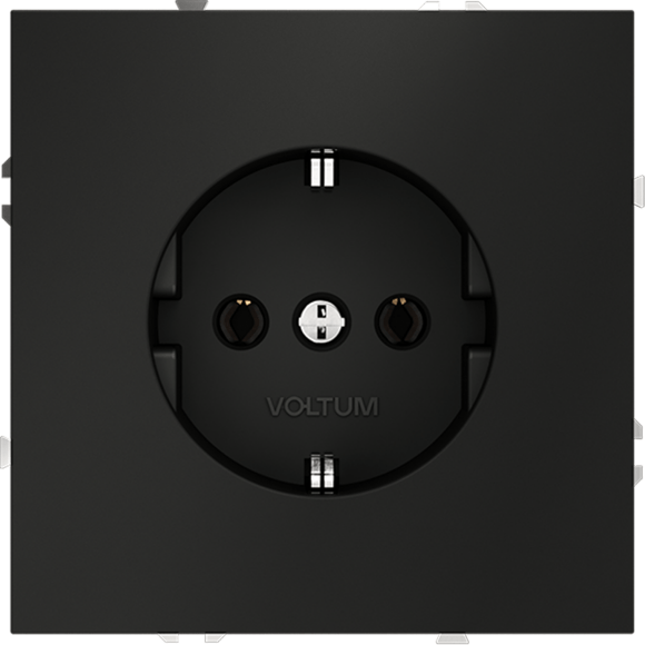 VLS040108 Розетка встраиваемая с заземлением максимальный ток 16 Ампер (3500 Ватт) черного матового цвета VOLTUM S70 (черный матовый)