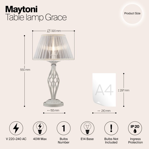 Декоративная настольная лампа Maytoni ARM247-00-G GRACE под лампу 1xE14 40W