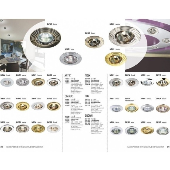 Встраиваемый светильник Novotech 369705 Classic под лампу 1xGU5.3 50W