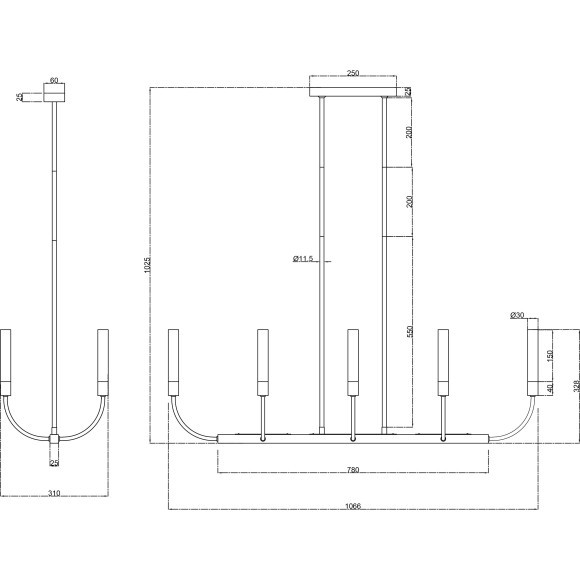 Потолочная люстра на штанге Deja Vu MOD423CL-08C