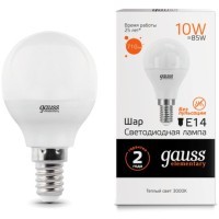 53110 Лампа Gauss LED Elementary Шар 10W E14 880lm 3000K 1/10/100