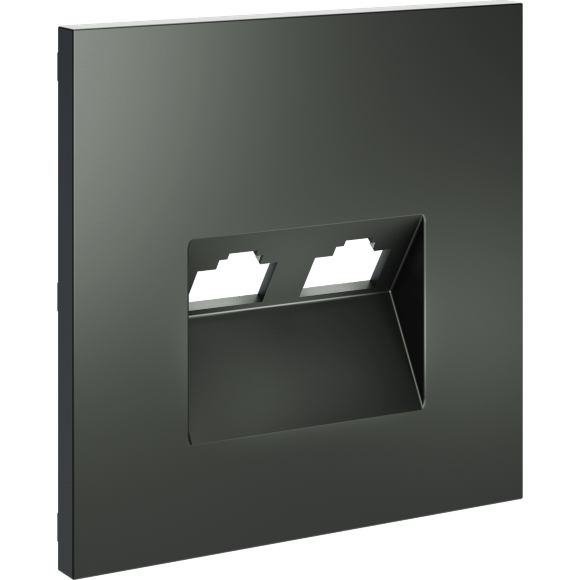 VLS001406 Накладка для розетки компьютерной двойной RJ45 категории 6Е (для проводов CAT5-CAT6 до 10 Гбит/сек) титанового цвета VOLTUM S70 (титан)