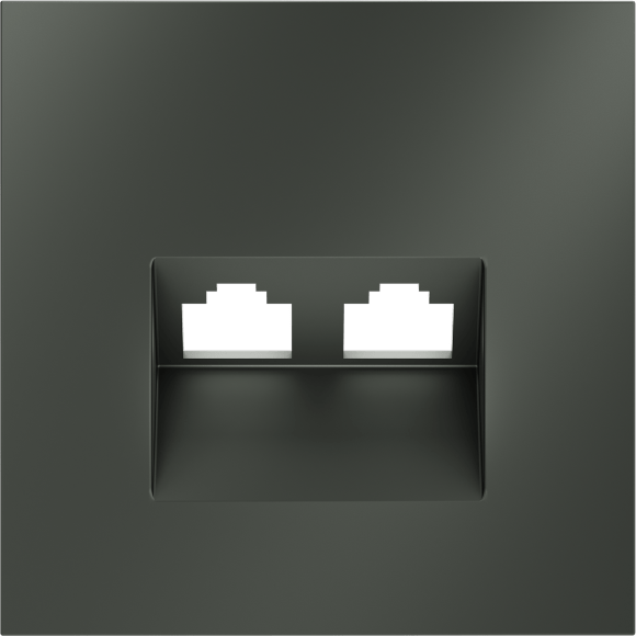 VLS001406 Накладка для розетки компьютерной двойной RJ45 категории 6Е (для проводов CAT5-CAT6 до 10 Гбит/сек) титанового цвета VOLTUM S70 (титан)