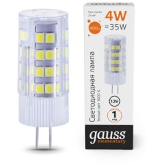 10714 Лампа Gauss Elementary G4 12V 4W 400lm 3000K керамика LED 1/10/200