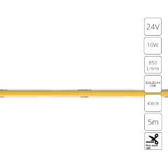 Arte Lamp A2432005-02-4K Светодиодная лента сплошная узкая, длина 5м, ширина 5 мм, COB 10Вт/м 850Лм/м 4000К 120° CRI90+ IP20 24В, кратность резки 50мм, -20°...+45°C