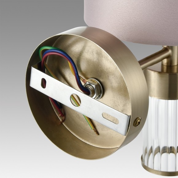 8109/1W MODERNI LN25 латунь титаниум/бежевый, металл/текстиль/стекло Бра E14 40W 220V DAMONA