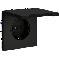 VLS040308 Розетка встраиваемая с заземлением, защитными шторками и крышкой 16 Ампер (3500 Ватт) черного матового цвета VOLTUM S70 (черный матовый)