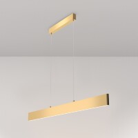 Линейный подвесной светильник Maytoni Step P010PL-L30G3K LED 30Вт 3000K 2200Лм 120° CRI80 золотой матовый металлический корпус, макс. высота 1185 мм, двойной свет (вниз основной + вверх)