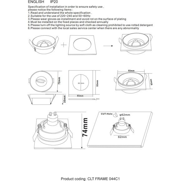 Декоративная рамка Crystal Lux CLT FRAME 044C1 GO Декоративная рамка Crystal Lux CLT FRAME 044C1 GO