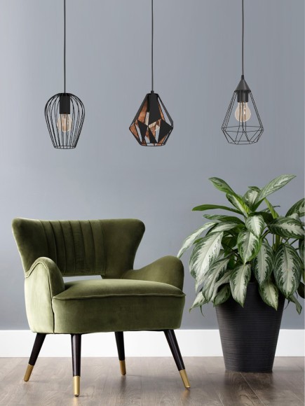 43581 Подвесной потолочный светильник (люстра) DISTAFF, 3Х40W, E27, L900, B185, H1100, сталь, черный