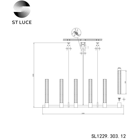 SL1229.303.12 Люстра подвесная ST-Luce Латунь/Прозрачный GU10 12*5W TERNI