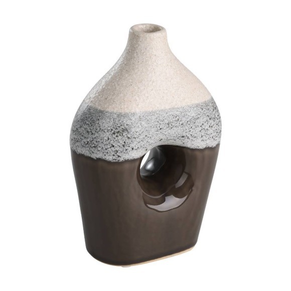 421516 Ваза керамическая IWATE, L120, B70, H180, керамика, бежевый, черный