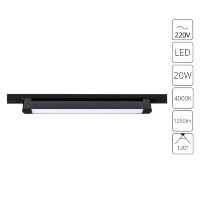 Однофазный двужильный светодиодный трековый светильник Arte Lamp A4574PL-1BK LINEETTA 4000К 1250Лм CRI90+ 120° 20Вт