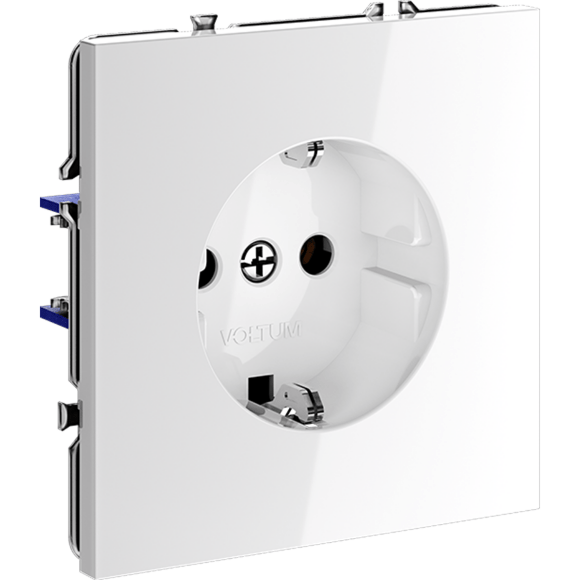 VLS040101 Розетка встраиваемая с заземлением максимальный ток 16 Ампер (3500 Ватт) белого глянцевого цвета VOLTUM S70 (белый глянцевый)