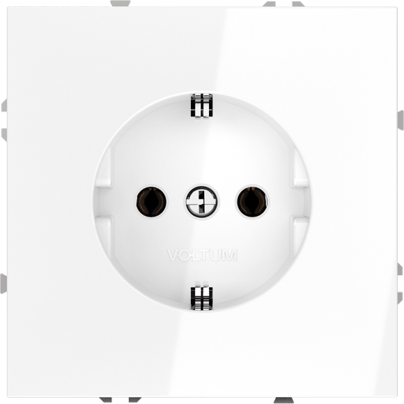 VLS040101 Розетка встраиваемая с заземлением максимальный ток 16 Ампер (3500 Ватт) белого глянцевого цвета VOLTUM S70 (белый глянцевый)