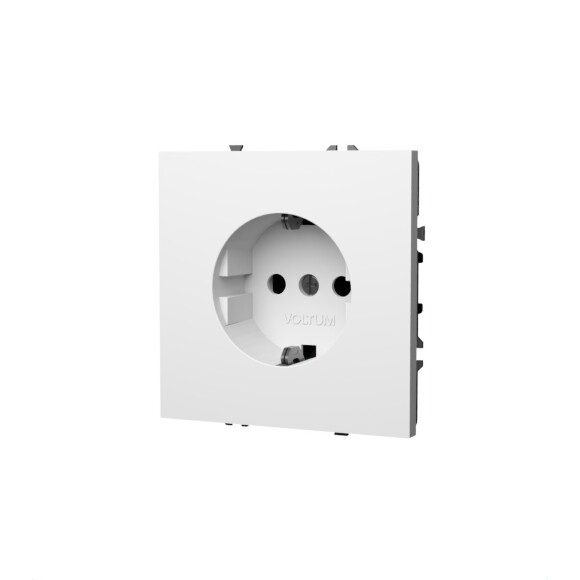 VLS040101 Розетка встраиваемая с заземлением максимальный ток 16 Ампер (3500 Ватт) белого глянцевого цвета VOLTUM S70 (белый глянцевый)