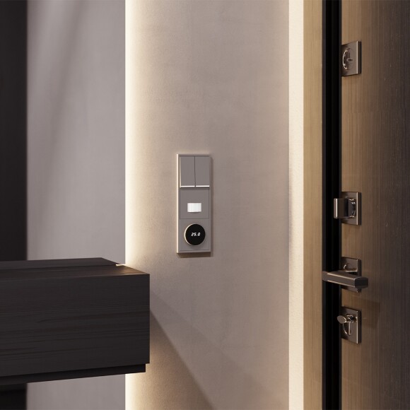 VLS070114 Терморегулятор электронный коричневого цвета. Индикация температуры и датчик для теплого пола. (Мощность 3500 Ватт) VOLTUM S70 (купучино)