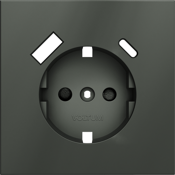 VLS001006 Накладка для розетки с заземлением и защитными шторками, с зарядкой от USB (ТИП С + ТИП A) титанового цвета VOLTUM S70 (титан)