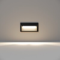 Maytoni Futo O512SL-L3B3K Уличный прямоугольный черный светодиодный светильник встраиваемый в стены, архитектурная подсветка лестницы, дорожки или фасада, LED SMD2835 3Вт 3000K CRI90 40° IP65 220V