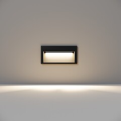 Maytoni Futo O512SL-L3B3K Уличный прямоугольный черный светодиодный светильник встраиваемый в стены, архитектурная подсветка лестницы, дорожки или фасада, LED SMD2835 3Вт 3000K CRI90 40° IP65 220V