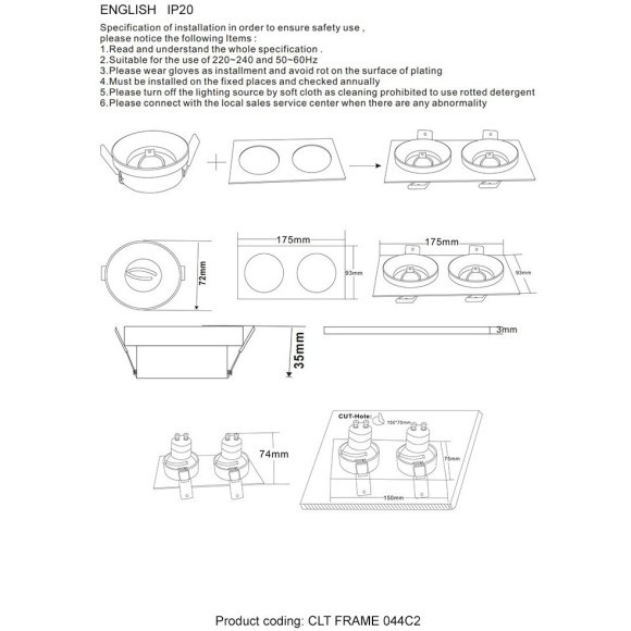 Декоративная рамка Crystal Lux CLT FRAME 044C2 WH