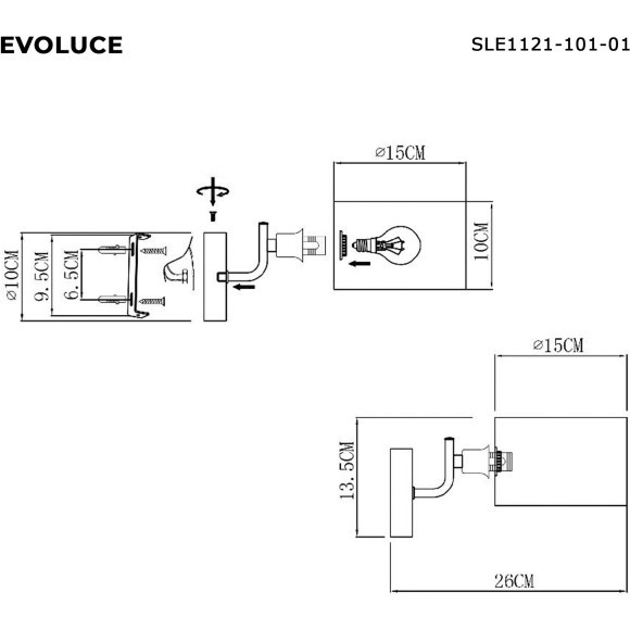 SLE1121-101-01 Светильник настенный Хром/Молочно-Белый E14 1*40W AERIN