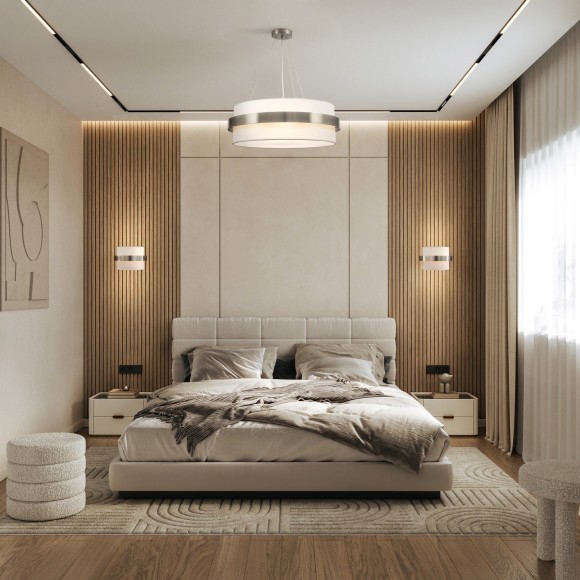 Подвесной светильник с тканевым абажуром 60см под 6 сменных ламп E14 Freya Bride FR5367PL-06N