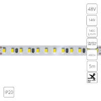 Arte Lamp A4812010-06-4K Светодиодная лента, длина 5м, ширина 10 мм, SMD2835 120шт/м 14Вт/м 1400Лм/м 4000К 120° CRI90+ IP20 48В, кратность резки 100мм, -20°...+45°C
