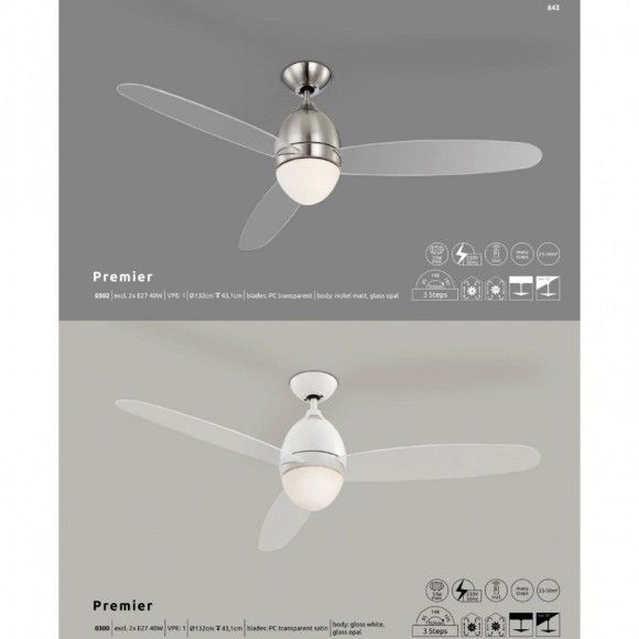Светильник потолочный с вентилятором Globo PREMIER 0300