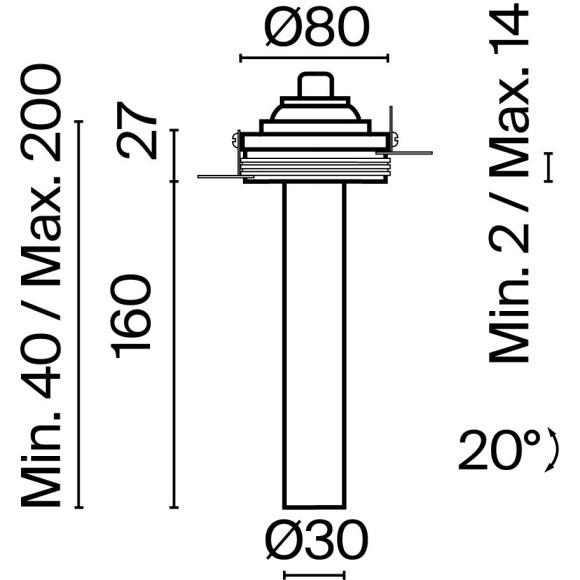 Встраиваемый светильник Technical C140TRS-L200-7W3K-W