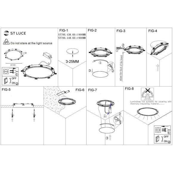 ST706.438.60 Св-к встр. Белый LED 12*5W 3000K 5 400Lm Ra90 38° IP20 D1 000xH50 220-240V Встраиваемые светильники