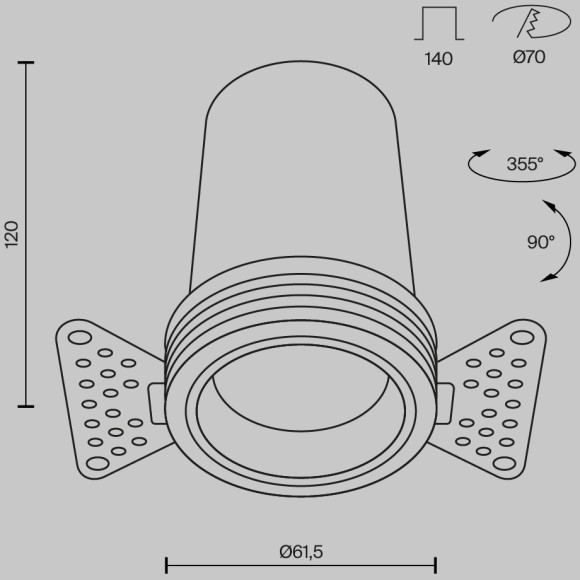 Встраиваемый светильник Maytoni FOCUS LED Ra90 Lm1060 3000K 12Вт 60° DL125-L12-3K-TRS-W