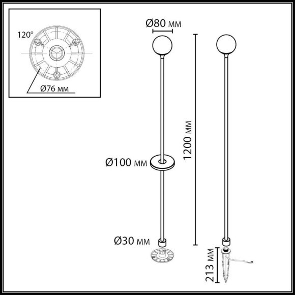 Ландшафтный светильник IP65 LED 3W  195Лм 3000K 200° 12-24V DEW (нужен драйвер 357781/357782) 7120/3GLC