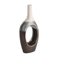 421517 Ваза керамическая IWATE, L120, B60, H270, керамика, бежевый, черный