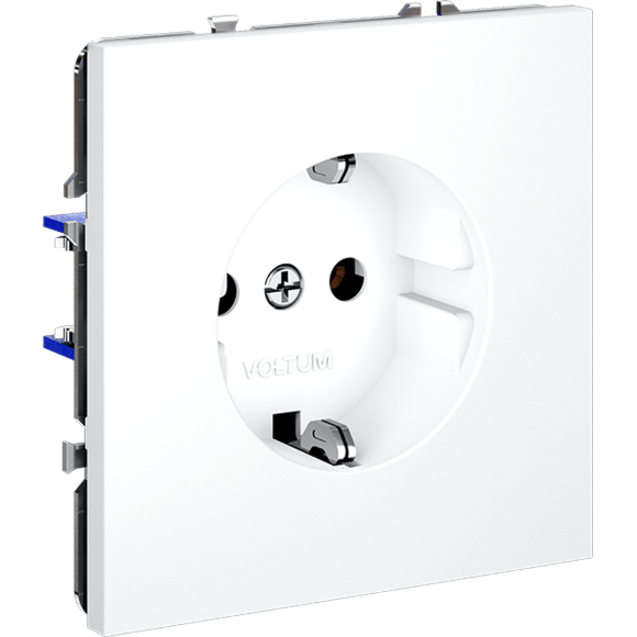 VLS040102 Розетка встраиваемая с заземлением максимальный ток 16 Ампер (3500 Ватт) белого матового цвета VOLTUM S70 (белый матовый)