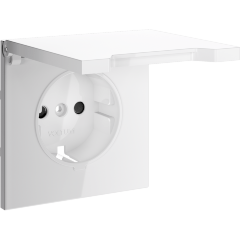 VLS000801 Накладка для розетки с заземлением, защитными шторками и защитной крышкой белого глянцевого цвета VOLTUM S70 (белый глянцевый)