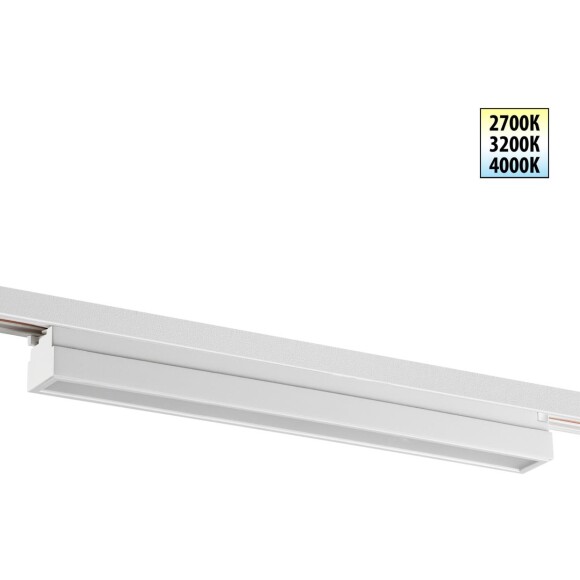 Novotech ITER 359786 Белый линейный однофазный двухжильный трековый светильник, 40см, с CCT переключением цветовой температуры, LED 24Вт 1294Лм CRI≥90 108° 2700-3200-4000К IP20 220V